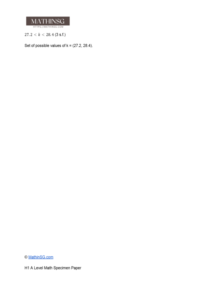 This is the worked solutions to the 2025 H1 A Level Math Specimen Paper. This is the continuation of the worked solutions to question 11.