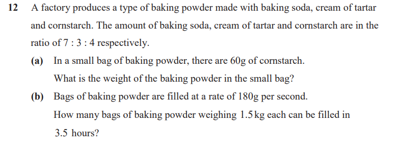 Past year question on ratio from 2017 Chung Cheng High School Mid Year Paper